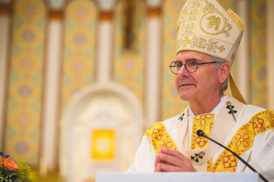 Archbishop Paul S. Coakley preaching during Mass in the cathedral in 2021. Archdiocese of Oklahoma City